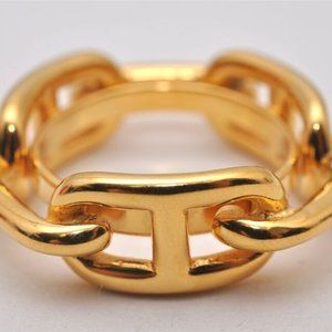 Authentic HERMES Scarf Ring Chaine d'Ancre Chain Design Gold Tone 5